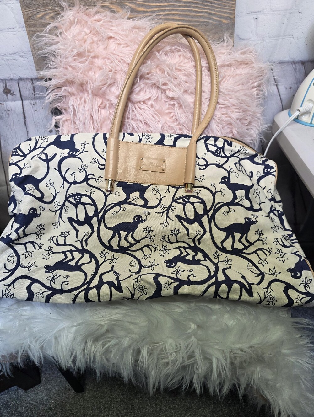Lilly Pulitzer Shake It Up Monkey Cocktail Tote Bag
